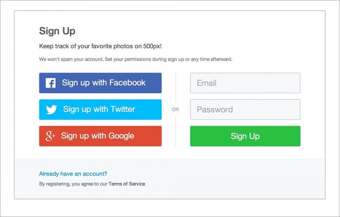 Example of a good signup form
